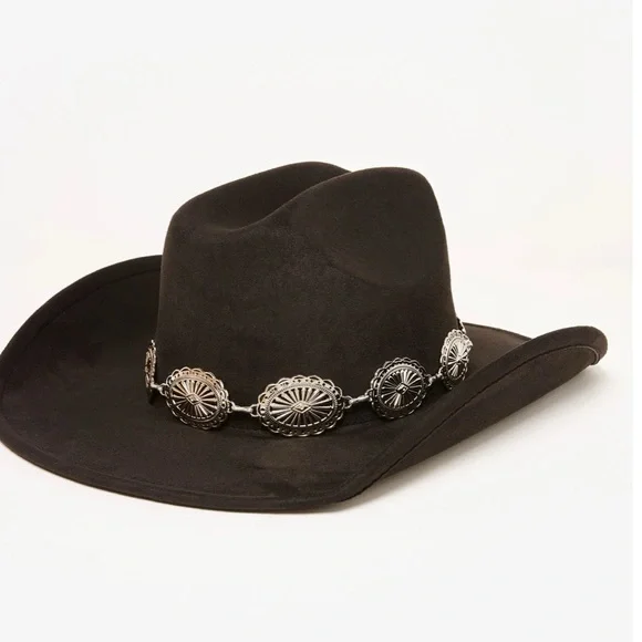 New Black Western Suede Cowboy Hat - Picture 6 of 16